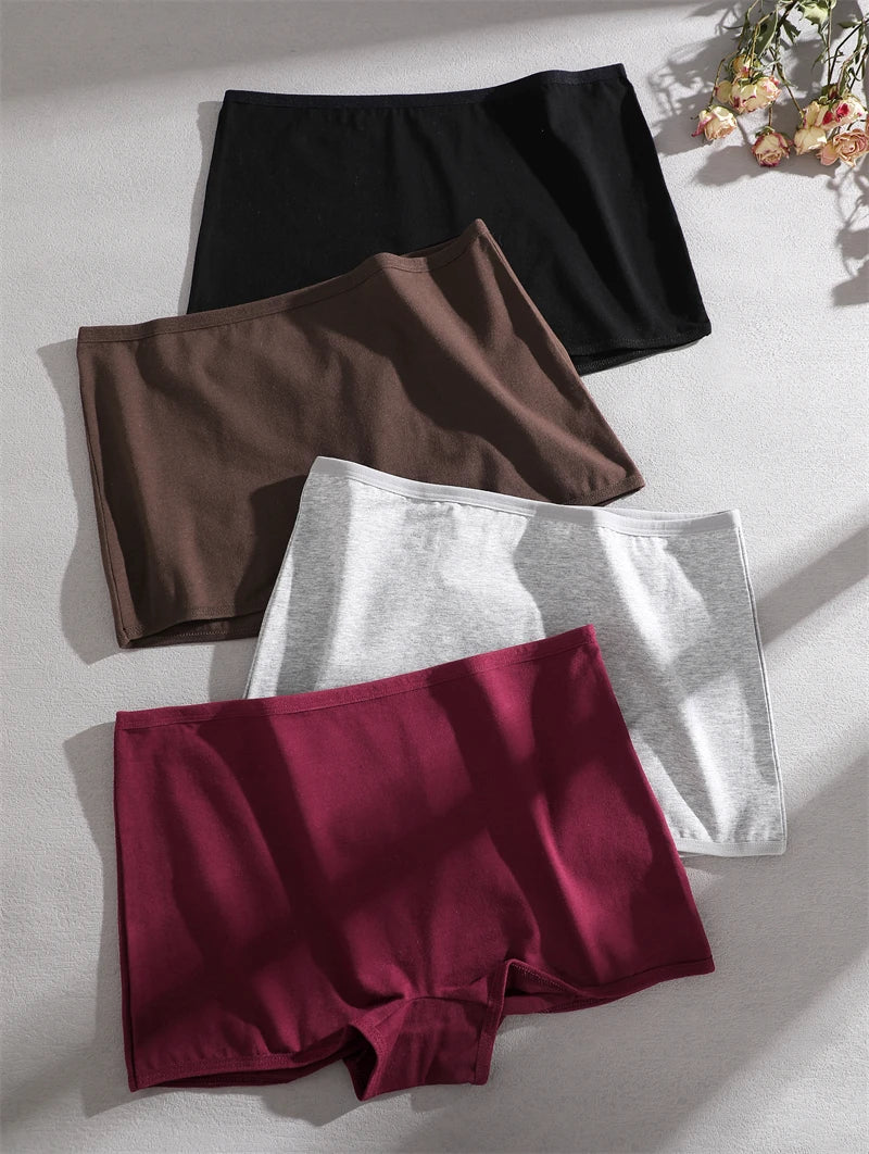 FINETOO 3er-Pack Damen Baumwoll-Boyshorts Atmungsaktive Low-Waist Unifarben Unterwäsche Damen Legere Sport Boxershorts Unterhosen