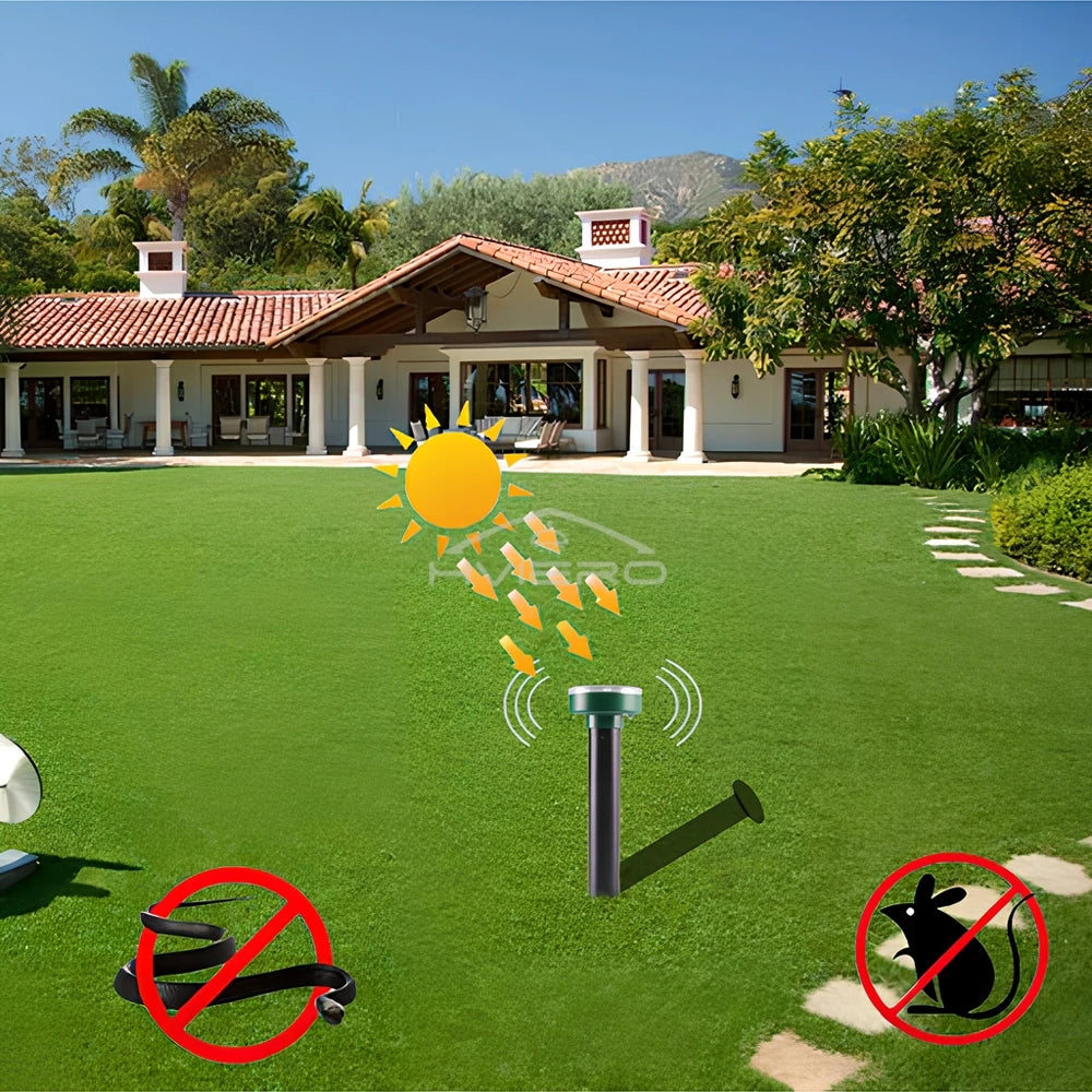 4/8X Solar-Vertreiber Solarbetrieben Ultraschall Sonic Maus Maulwurf Schädlings Nagetier Abwehr Vibrationswelle Garten Rasen Bauernhof Feld Außenbereich