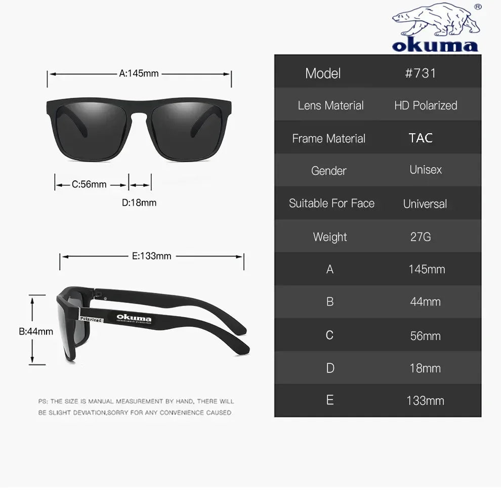 Okuma polarisierte Sonnenbrillen UV400 für Herren und Damen Outdoor-Jagd, Angeln, Autofahren, Radfahren, Sonnenbrillen, optionale Box