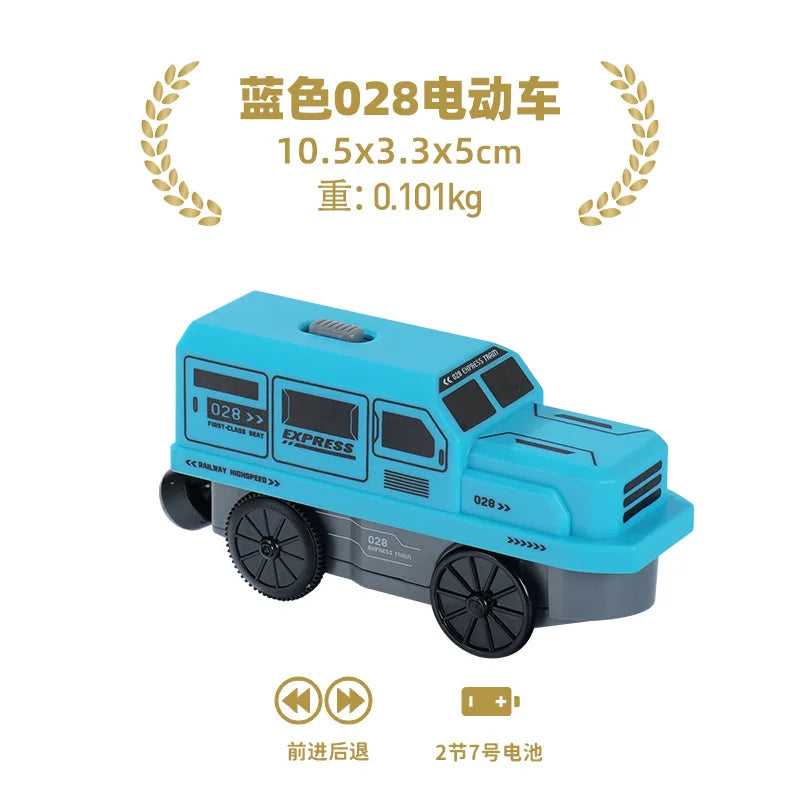 Elektrische Zuglokomotive Magnetisches Auto Druckguss-Modell Steckplatz passend für alle Marken Holzzugschienenbahn für Kinder Spielzeug W02