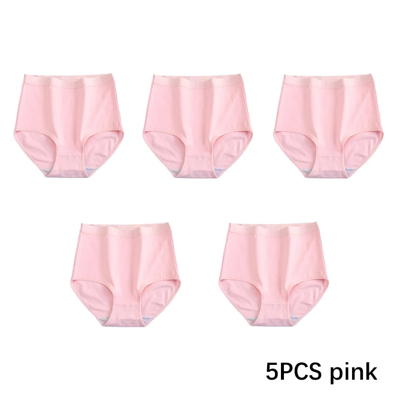 FallSweet 5er-Pack Damen Baumwollslips Nahtlose Plus Size Unterhosen Einfarbige Unterwäsche Weich Atmungsaktive Damenslips