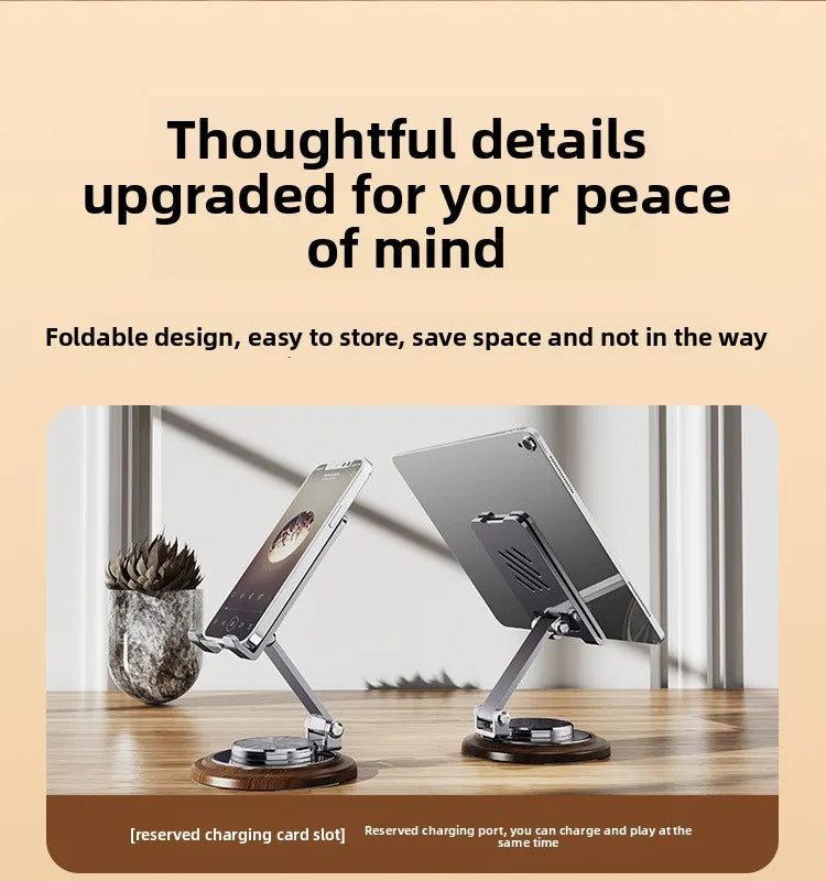 Handyhalterung aus schwarzem Walnussholz, Metallständer, 720° drehbar, faltbar, Desktop-Ständer, einfache Aufbewahrung für Mobiltelefon und Tablet-Halter