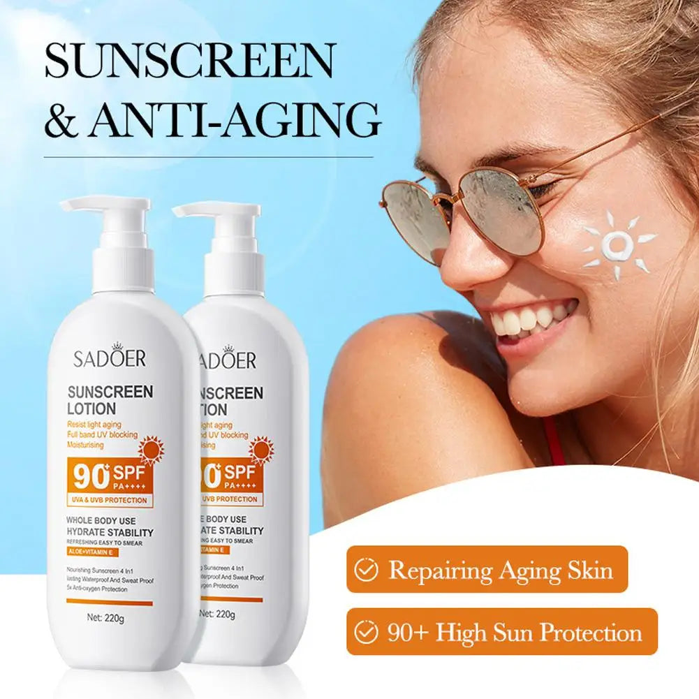 SPF90 PA+++ UVA/UVB Sonnenschutz für den ganzen Körper Anti-Aging Erfrischende Sonnencreme Aloe Vitamin E UV-Schutz Sonnenblocker