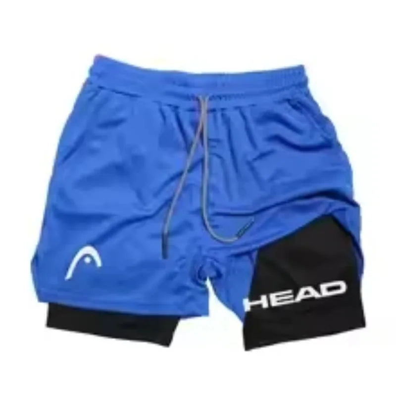 Laufshorts Herren Fitnessstudio Training 2-in-1 Sport Kompression Mode Schnelltrocknend Workout Harajuku Jogging Doppellagig Sommer