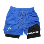 Laufshorts Herren Fitnessstudio Training 2-in-1 Sport Kompression Mode Schnelltrocknend Workout Harajuku Jogging Doppellagig Sommer