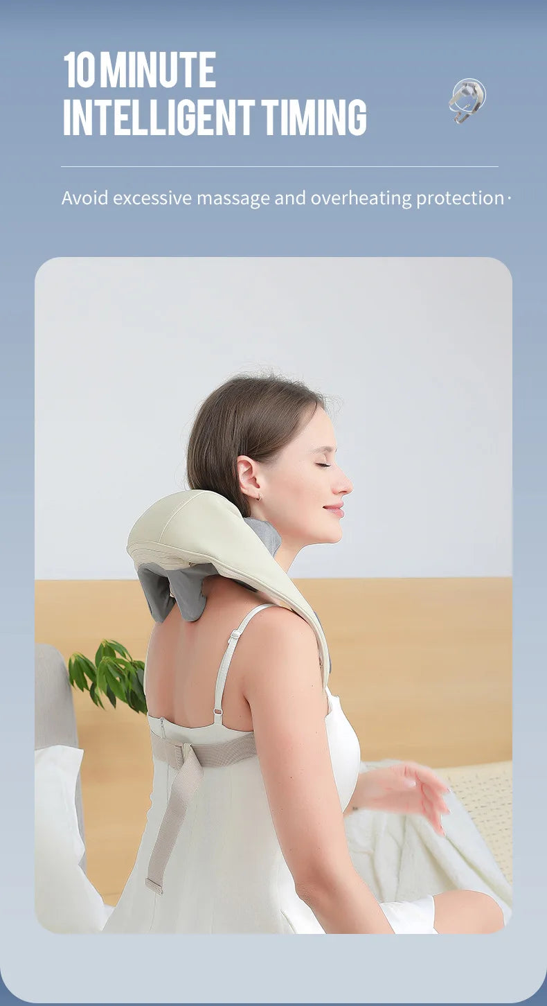 Foreverlily 26W Bürstenloser Motor Nacken- und Schultermassagegerät Kabelloses Nacken- und Rückenmassage-Schal Nackenmassager