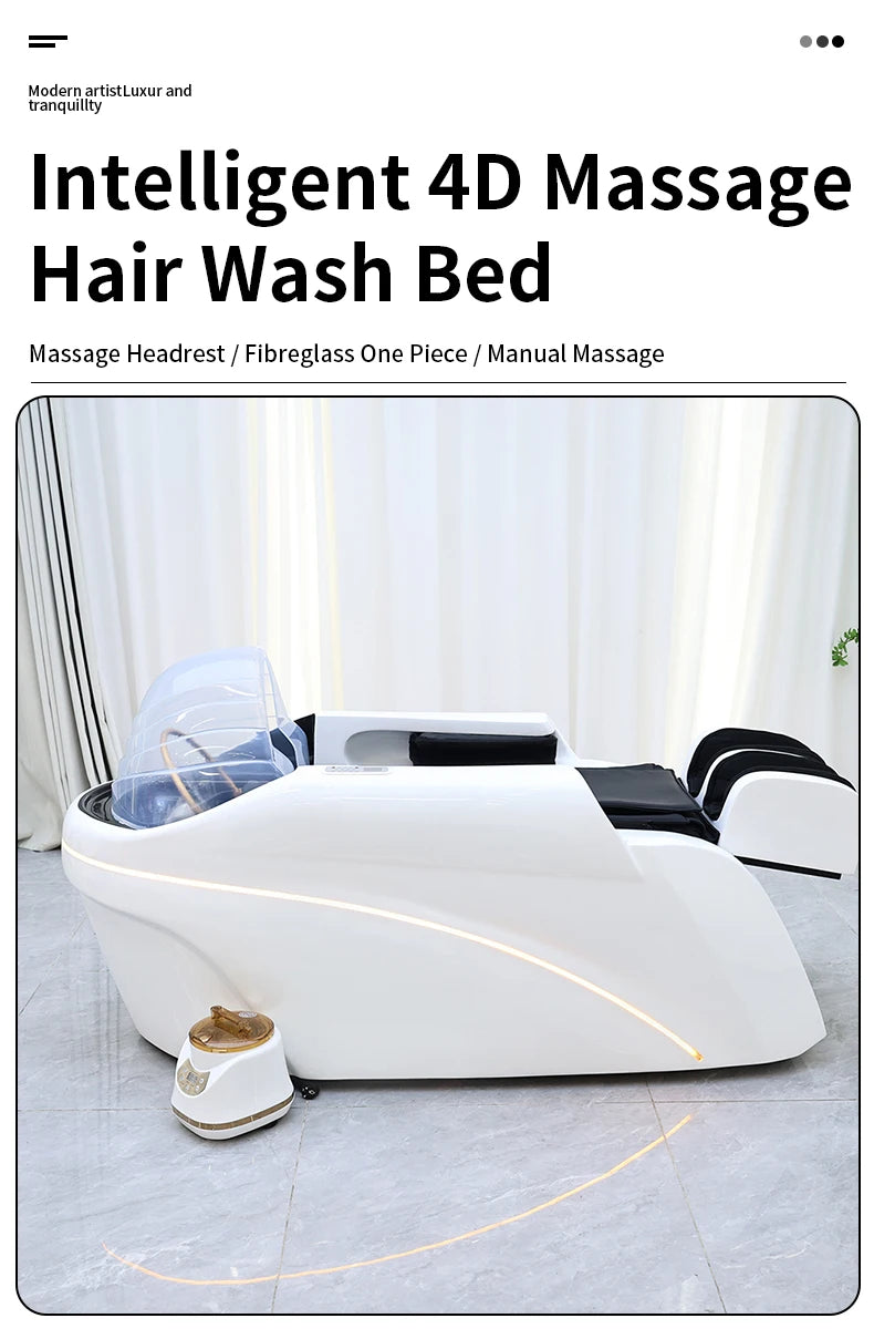 Salon Head Spa Kunstleder Kopftherapiebetten Automatische Massage Shampoobett Komfortables ergonomisches Design Hoher Dichte Schwam