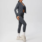 3-teiliges Sportbekleidung Yoga-Set Gym Sport-BH Reißverschlussjacke Leggings Kleidung Sportbekleidung Yoga-Anzüge für Damen Fitness-Set Trainingsanzug