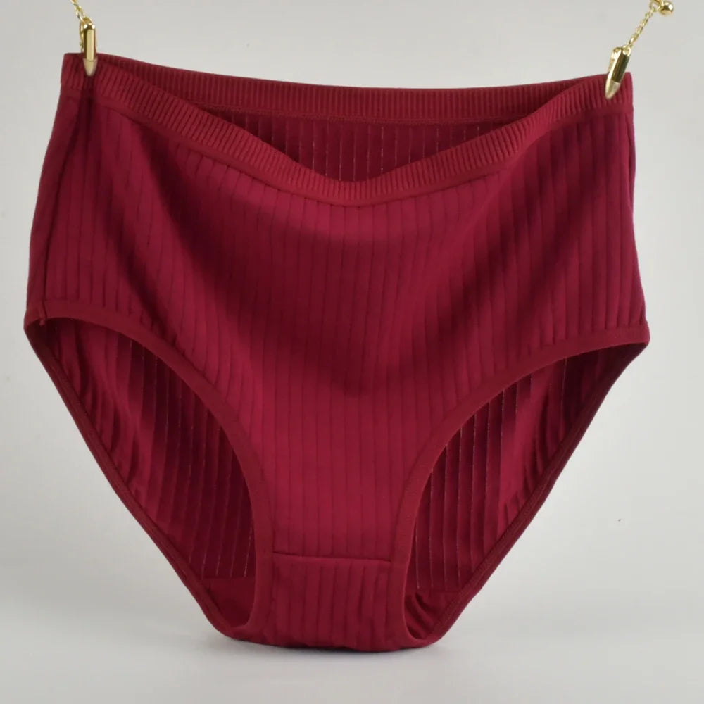 Weiche Baumwollhöschen mit hoher Taille Unterwäsche für Damen Atmungsaktive Übergröße Damen Slips Weibliche Dessous Unterhosen Höschen Gestreift