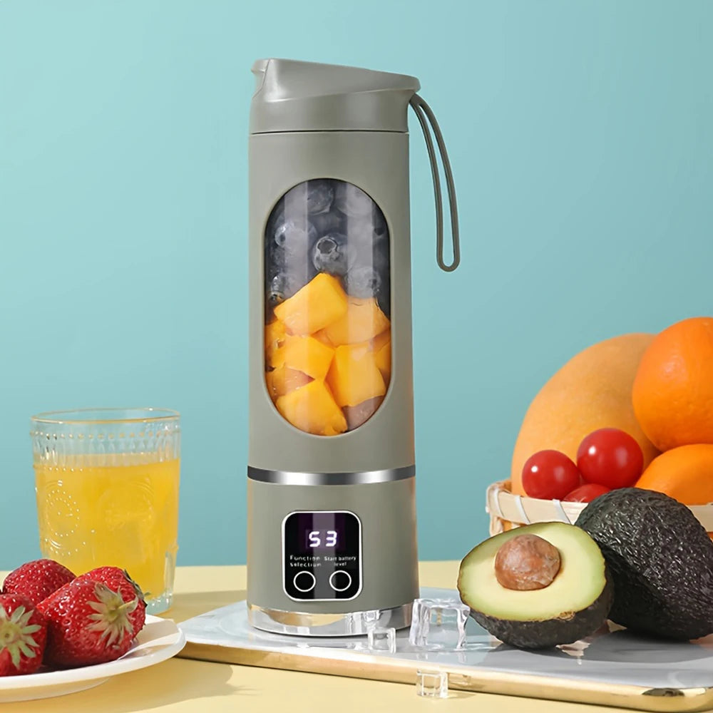 Tragbarer elektrischer Entsafter USB-Lade Mini-Akku-Entsafterflasche 450 ml Becher Obstmixer Handmixer für Zuhause, Reisen, Büro