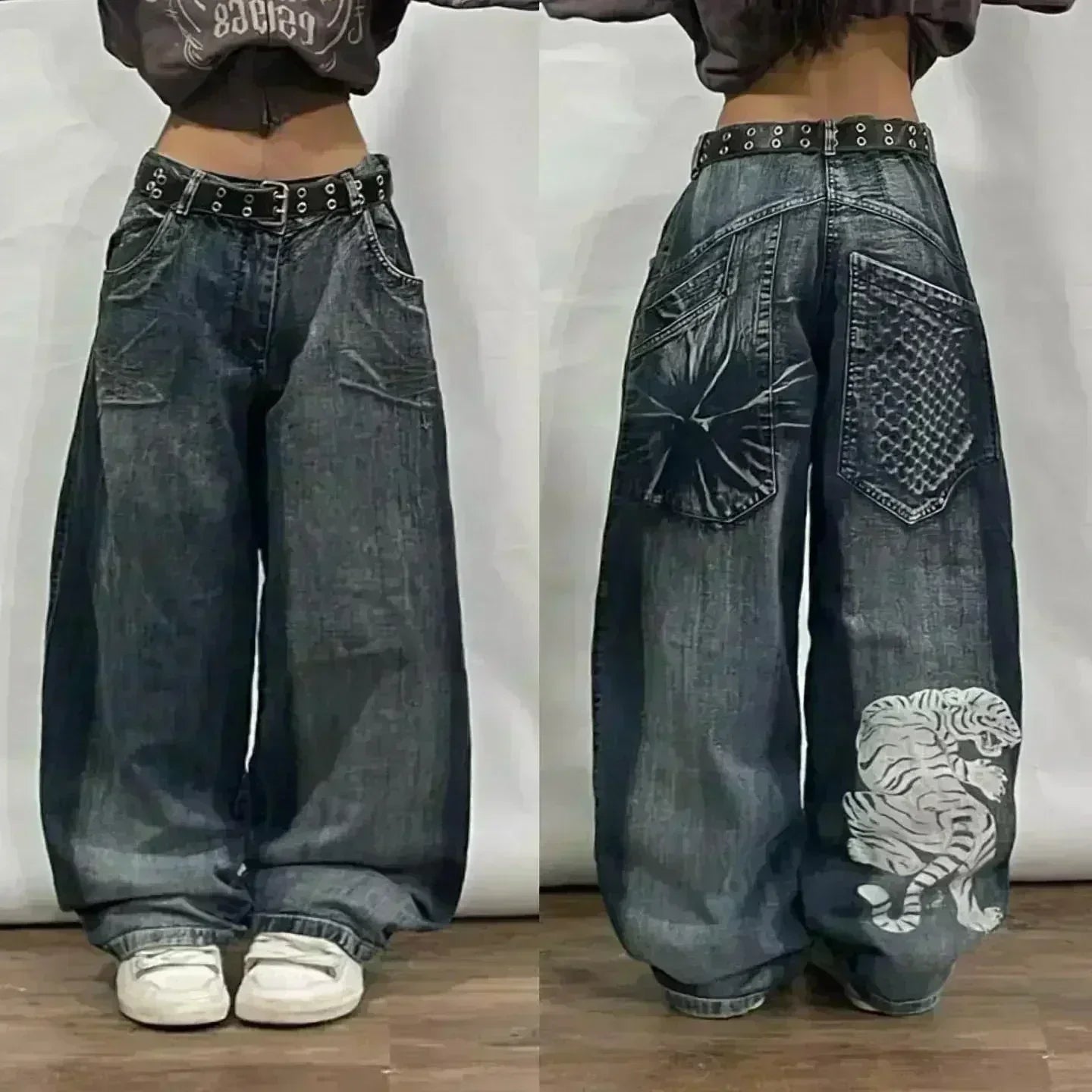 Amerikanische Y2K 2025 Neue weite Baggy Black Jeans Oversized Damen Street Casual Joker Denim-Hose Paar-Jeans Vintage Streetwear