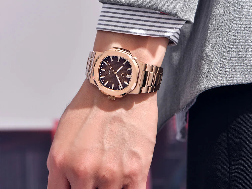 PAGANI DESIGN Neue sportlich-elegante mechanische Uhr Saphir Seagull ST16 Uhrwerk Herrenuhr Edelstahl Leuchtende Herrenuhren