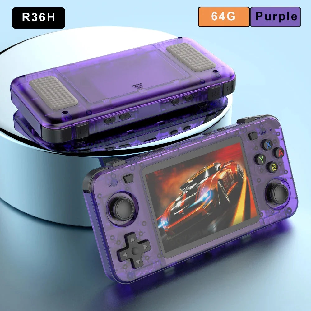 BOYHOM Grünes R36H Retro-Videospielkonsole 3,5 Zoll IPS-Bildschirm RK3326 3000 mAh Offenes Linux-System Tragbarer Player 64GB 128GB