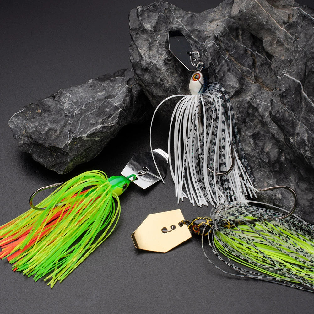 Spinner Bait 7g/9g/12g/14g/21g Angelköder Kit Set Pesca Chatter Weedless Metallblatt Gummifischkopf Haken Draht Spinnerbait