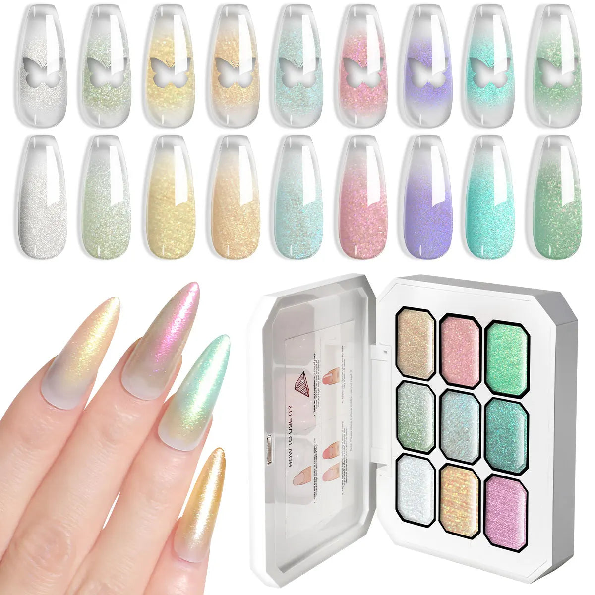 LIMEGIRL Gradient Gel Set Semipermanent – Hochglänzend – Farbverlauf – Buntes Nagelgelpolitur-Set Ablösbarer Lack für Nagelkunstdesign