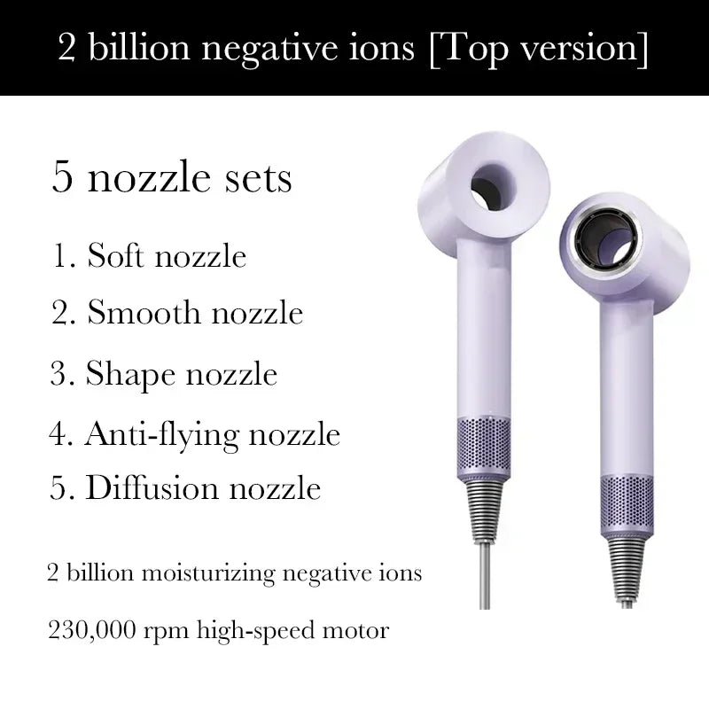 New Super Hair Dryer 220V Leafless Hair Dryer Personal Hair Care Styling Negative Ion Tool Schedule Negative Ion Electric Dryer
