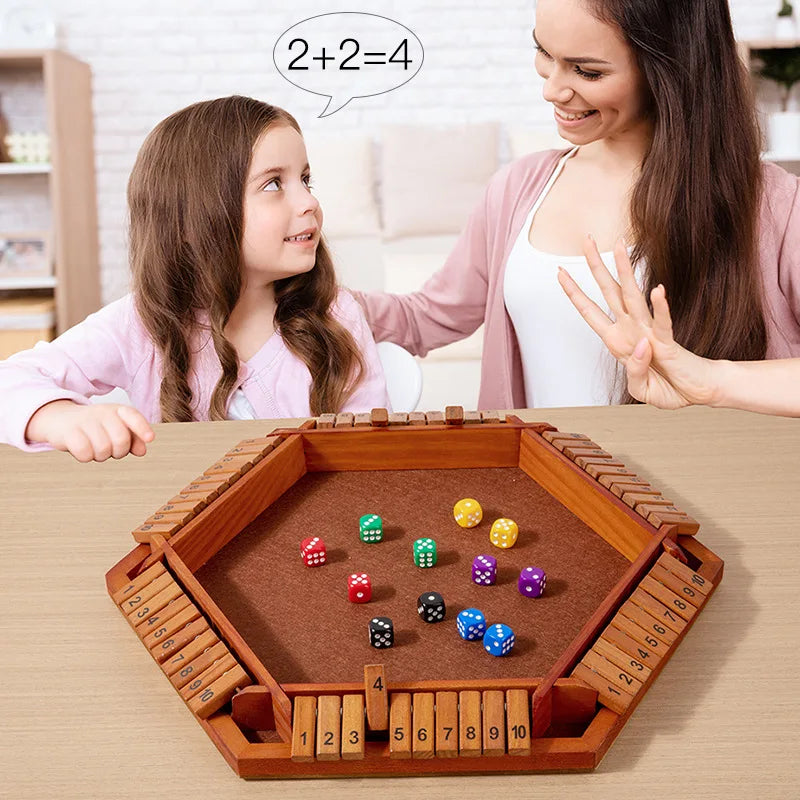 Sechsseitiges Flipping-Spiel, Holz-Zahlenspiel, Shut-The-Box-Würfelspiel - Eltern-Kind-Brettspiel, Bar-Party, Freizeit-Glücksspiel