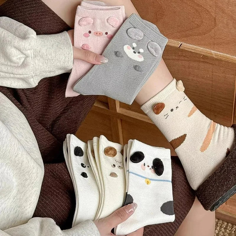 Mode Süß Niedlich 3D Tierohren Schwein Strumpfwaren Winter Warme Cartoon-Socken für Kinder Harajuku Baumwolle Weiche Hausschuhsocke