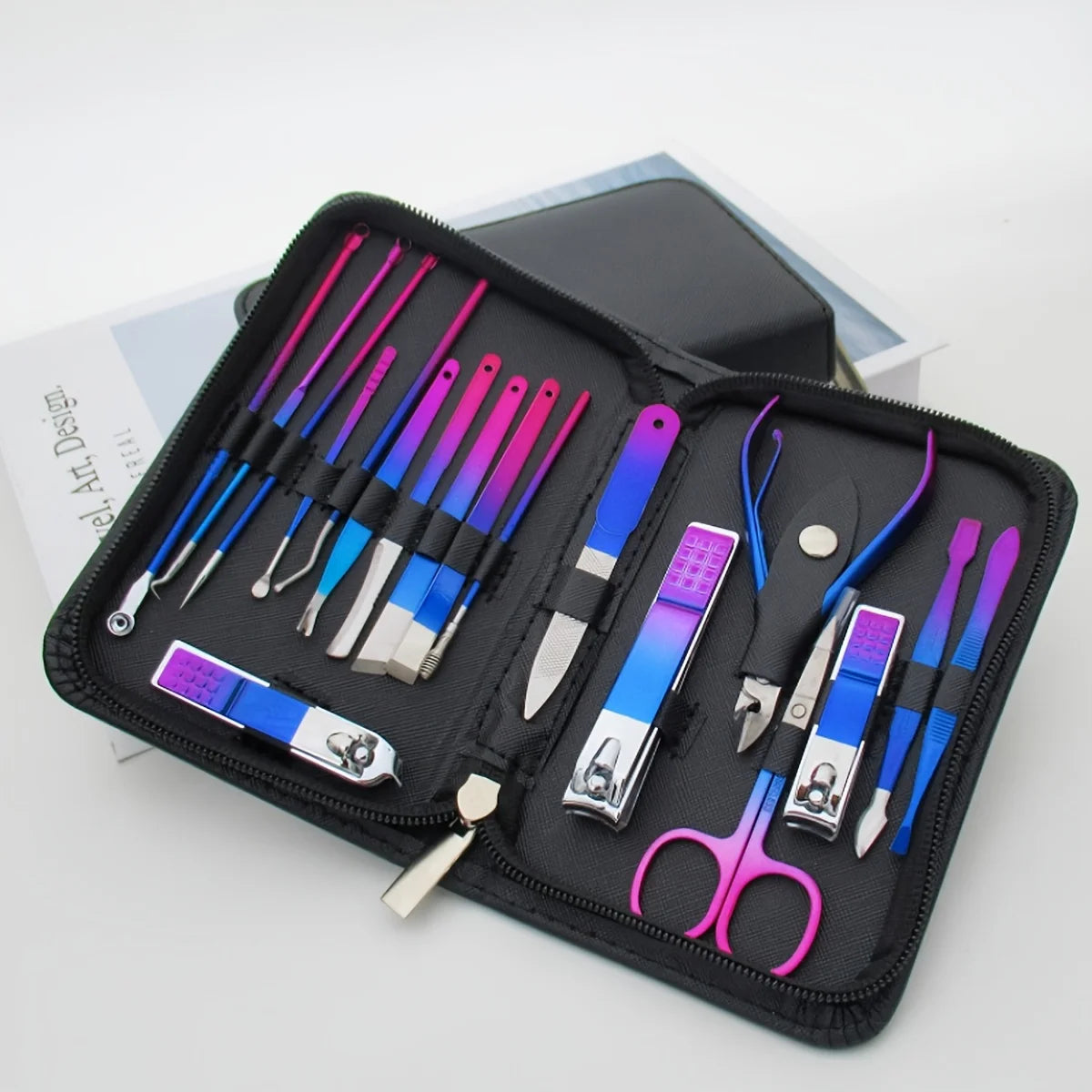 6-18-teiliges Set Professionelles Maniküre- & Pediküre-Kit aus Edelstahl Präzise Nagelpflege mit Reiseetui mit Nagelknipser Schere Hauptbild