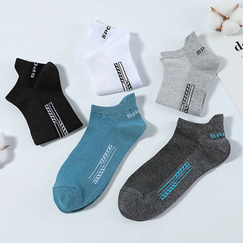 5 Paar kurze Baumwollsocken für Herren, hochwertige, tief geschnittene Crew-Socken für Damen, Knöchelsocken für Sport, atmungsaktives Mesh für den Sommer, lässige, weiche Herrensocken