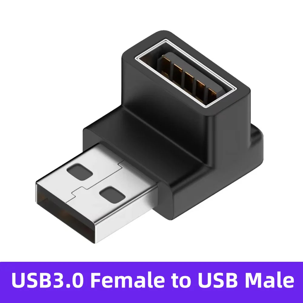 NNBILI USB3.0 Male to Female Right Angle Extension Adapter USB Upward Elbow 90 Degree Adapter 10Gbps For Laptop PC Connector