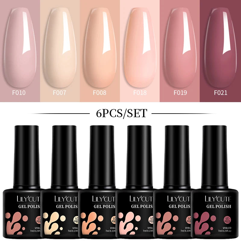 LILYCUTE 7ML 6PCS Neon Gel Nagellack Set fluoreszierend Farbwechsel Semi Permanent Soak Off Maniküre-Kit Nail Art Gel