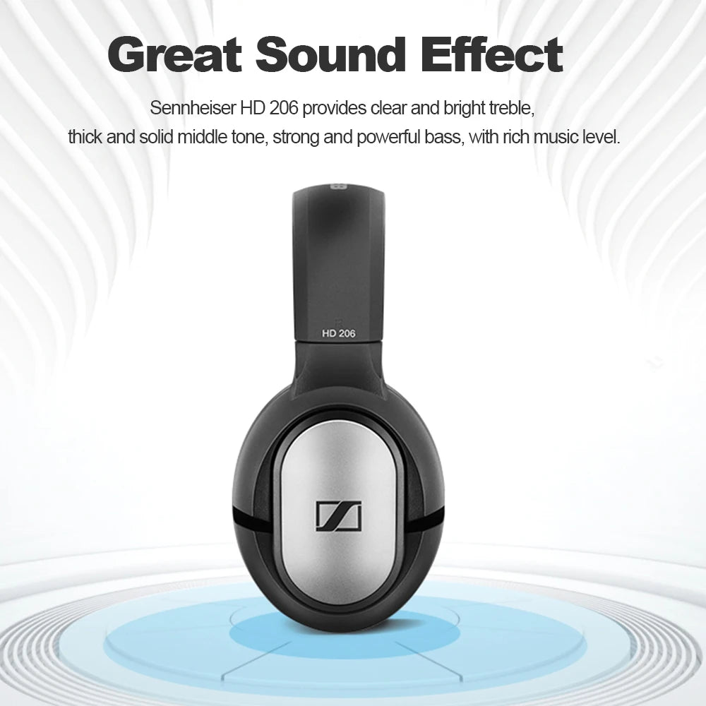 Sennheiser HD206 Over-Ear Kabelgebundene HiFi-Treiber Stereo-Bass Audiophile Kopfhörer Original Noise-Cancelling Monitoring Headset