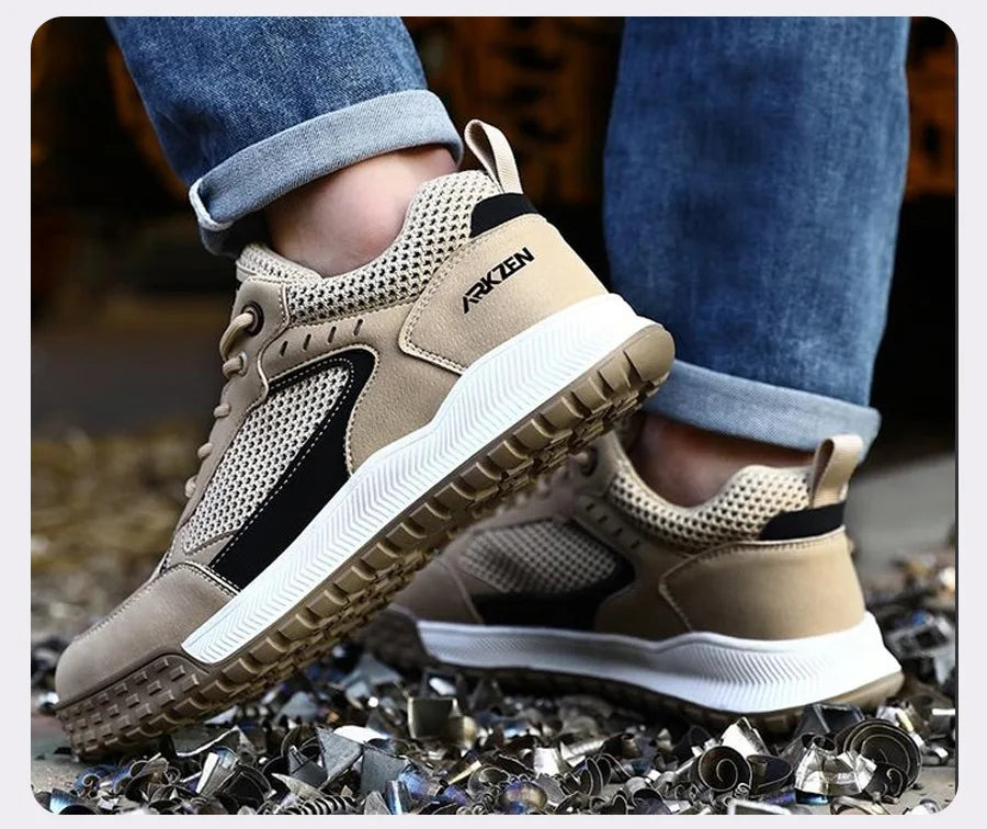 Sicherheitsschuhe Herren S3 mit Stahlkappenstiefel, EU Standard Kevlar Arbeitsschuhe Herren Leichtgewicht, CN39-46 Schutzarbeitsschuhe Damen