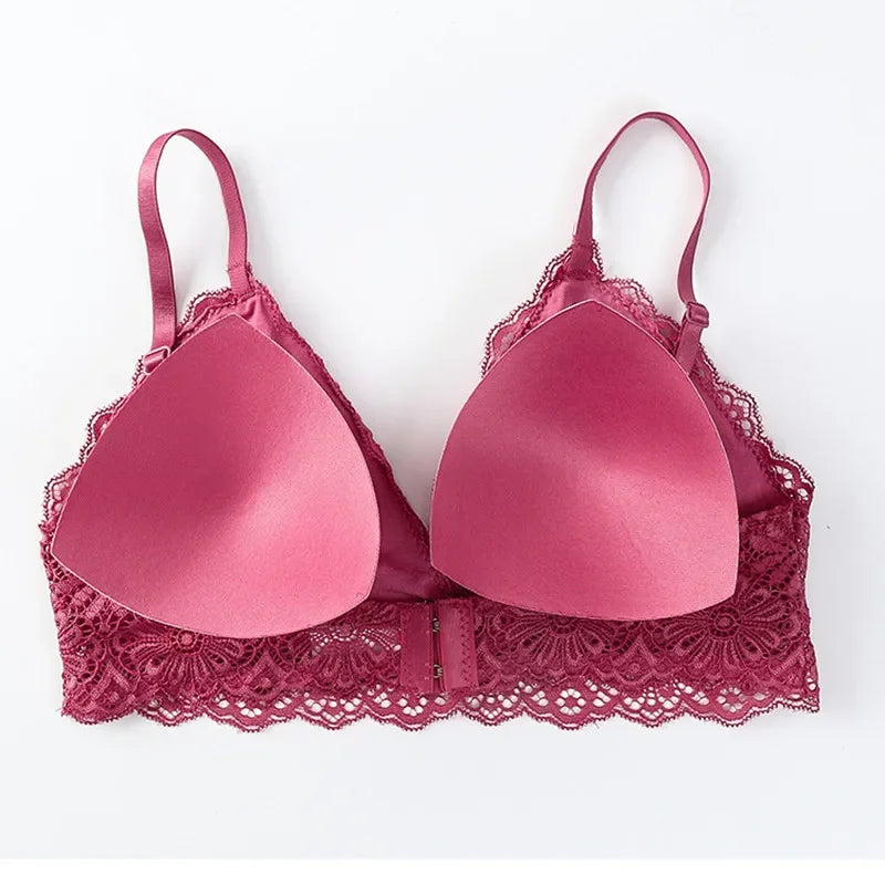 Damen Push-up BH Set Sexy Dessous Geblümte Spitze Kabelloser Bralette Niedriger Bund Höschen Sexy Slips Damen Unterwäsche Intimates