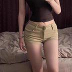 Sexy Hüfthohe Khaki Damen Jeansshorts 2025 Sommer Mode High Street Schlankmachende Skinny Hotpants Vintage Y2K Hot Girls Shorts