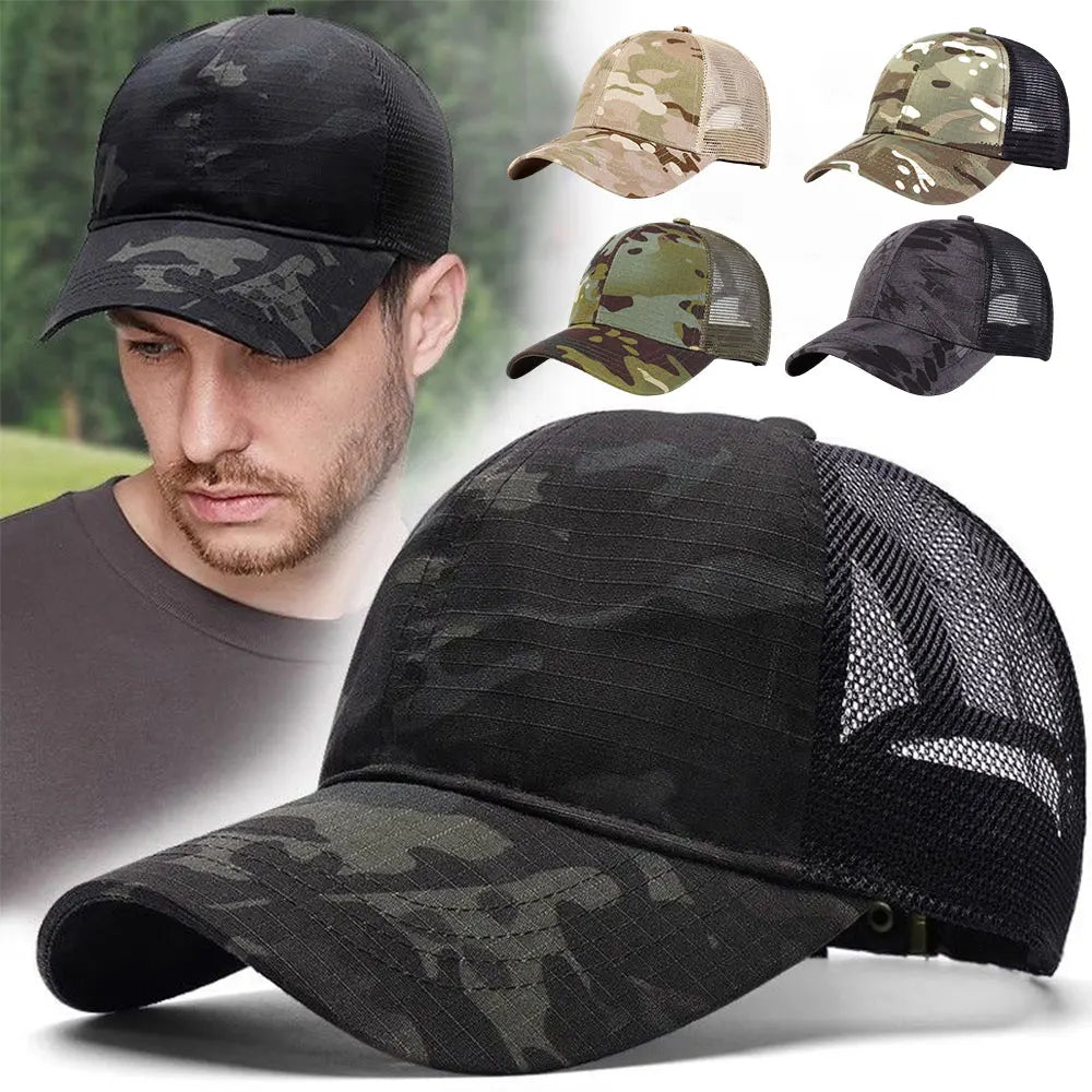 Outdoor Baseball Caps Adjustable Snapback Hat Breathable Mesh Sunscreen Hat Sports Hunting Hiking Camping Anti-UV Baseball Caps Hauptbild