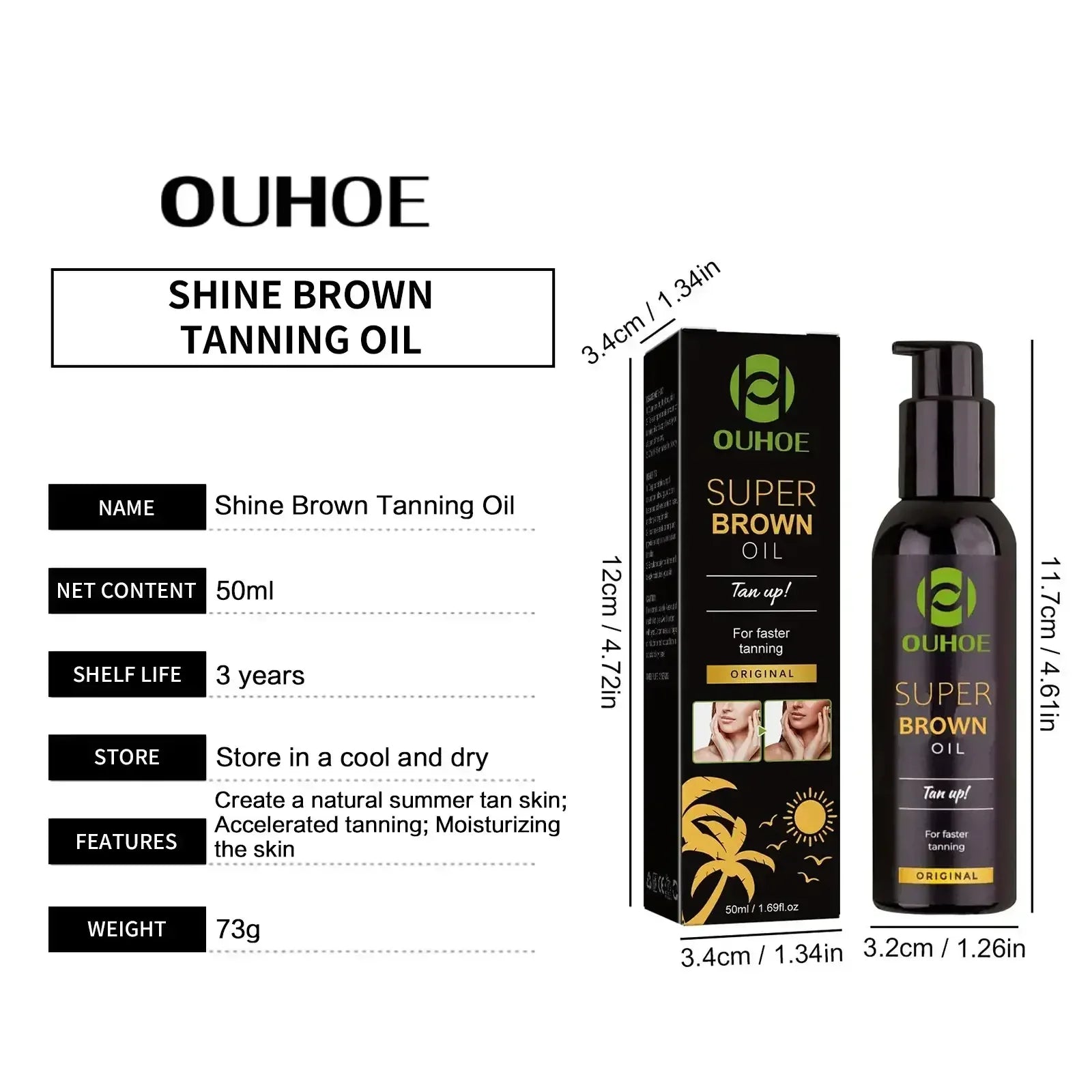 Brown Bräunungsöl Sonnenloses Selbstbräunungs-Körperbronzer Nährendes Sommer-Strand-Solarium Leistungsstarkes Natürliches Bräunungsförderndes Öl
