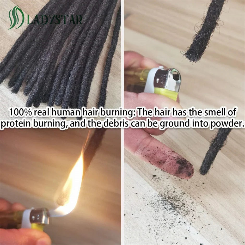 Echthaar-Dreadlocks-Extensions Brasilianisches Echthaar Dreadlocks Handgefertigte Dreadlocks für Frauen/Männer 8-24 Zoll