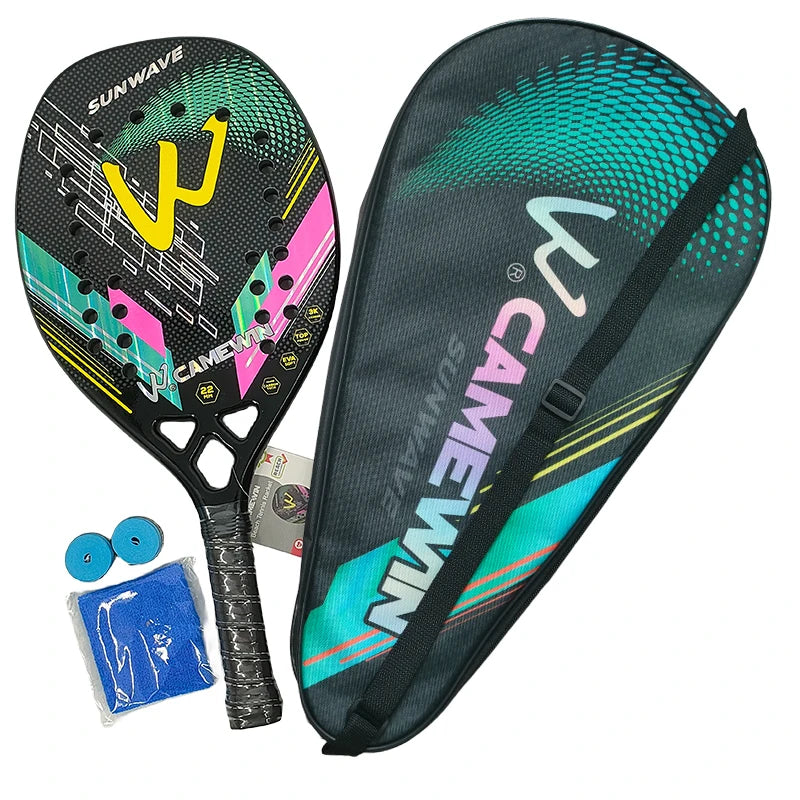 Camewin 3K Beach Tennisschläger Vollcarbon Raue Oberfläche Outdoor-Sport-Schläger für Herren Damen Erwachsene Seniorenspieler 2024 Neu