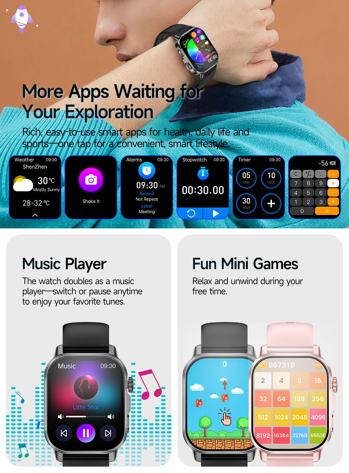 Neue präzise Gesundheits-Smartwatch EKG+HRV Harnsäure Blutfette Emotionswahrnehmung Bluetooth-Anruf Smartwatches für Männer und Frauen