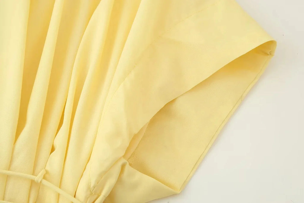 KONDALA 2026 Frühling Sommer Vintage Damenkleid Mode Einreihig Schärpen Drapierter V-Ausschnitt Ärmellos Schicke Braune Damenkleider