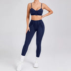 Nahtlose Yoga-Sets Sport-Fitness Hochbund-Hüfthebe-Formhose Rückenfreier BH-Anzug Workout-Gym-Leggings-Sets für Damen