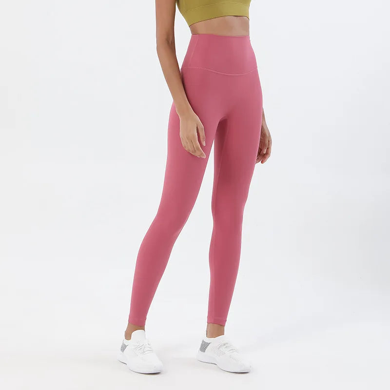 SOISOU Nylon Yogahosen Gym Leggings Damen Mädchen Fitness Weiche Strumpfhosen Hohe Taille Elastisch Atmungsaktiv Keine T-Linie Sporthosen