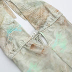 GlamGaze Halter Neck Keyhole Tie Dye Romper For Women Deep V Bodycon Shorts Jumpsuit Party Club Casual Daily Streetwear Outfit