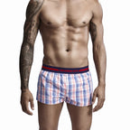 SEOBEAN Klassische Herren Boxershorts kariert 100% Baumwolle Unterwäsche Boxershorts U-konvexer Beutel Pfeil Panties Shorts Herren Schlafunterteile