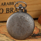 Retro Gray Three-headed Fire Dragon Necklace Quartz Pocket Watch Men Antique Nordic Amulet Pendant Women Game Movie Jewelry Hour