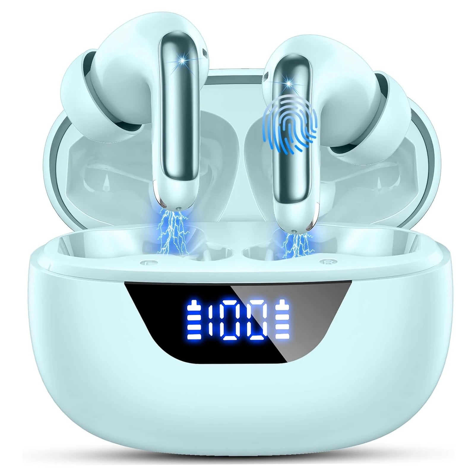 Kabellose Kopfhörer, Bluetooth 5.3 Stereo-Ohrhörer In-Ear mit 4 ENC Mikrofon für klare Anrufe, Geräuschunterdrückende Ohrstöpsel, 48 Stunden Akkulaufzeit.
