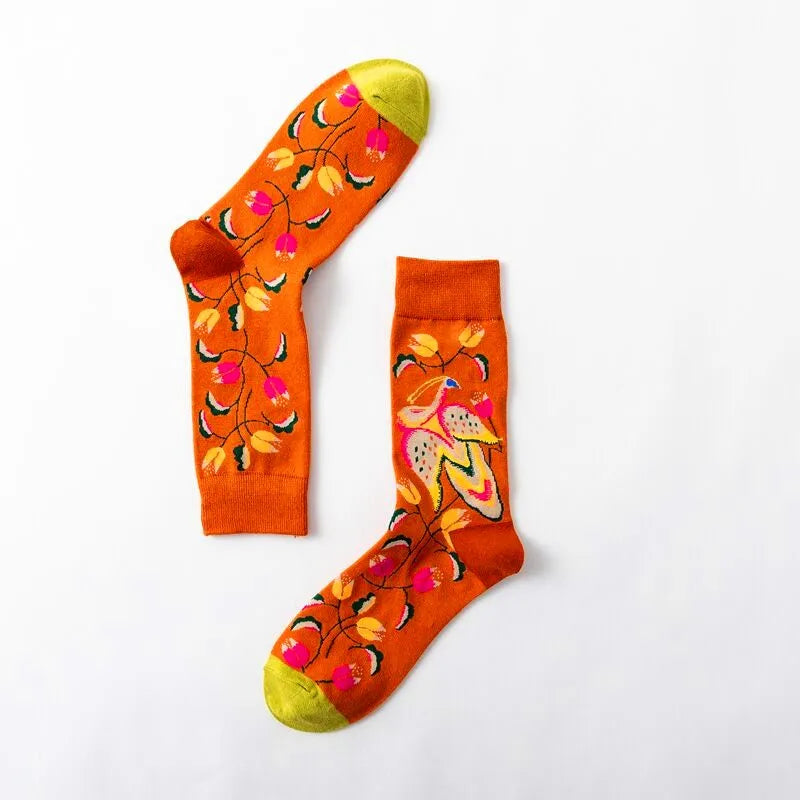 1 Paar Damensocken Cartoon Hund Krake Blume Pflanze Kawaii Lustige Freizeit Damen Baumwollsocken Strümpfe Streetwear Harajuku Crew Socken