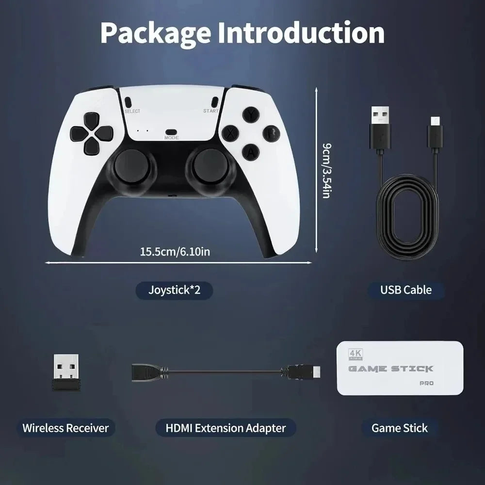 4K HD 64G Videospielkonsole: M15 Game Stick mit über 40.000 klassischen Arcade-Spielen, zwei kabellose Gamepads, Zwei-Spieler-TV-System