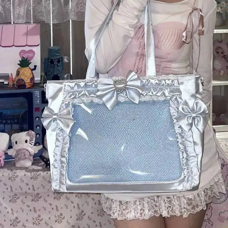 Neue Y2K Süße Japanische Ita Bag Lolita Mädchen Transparente Umhängetasche Große Kapazität Umhängetasche Lässige Tasche DIY Display Handtaschen