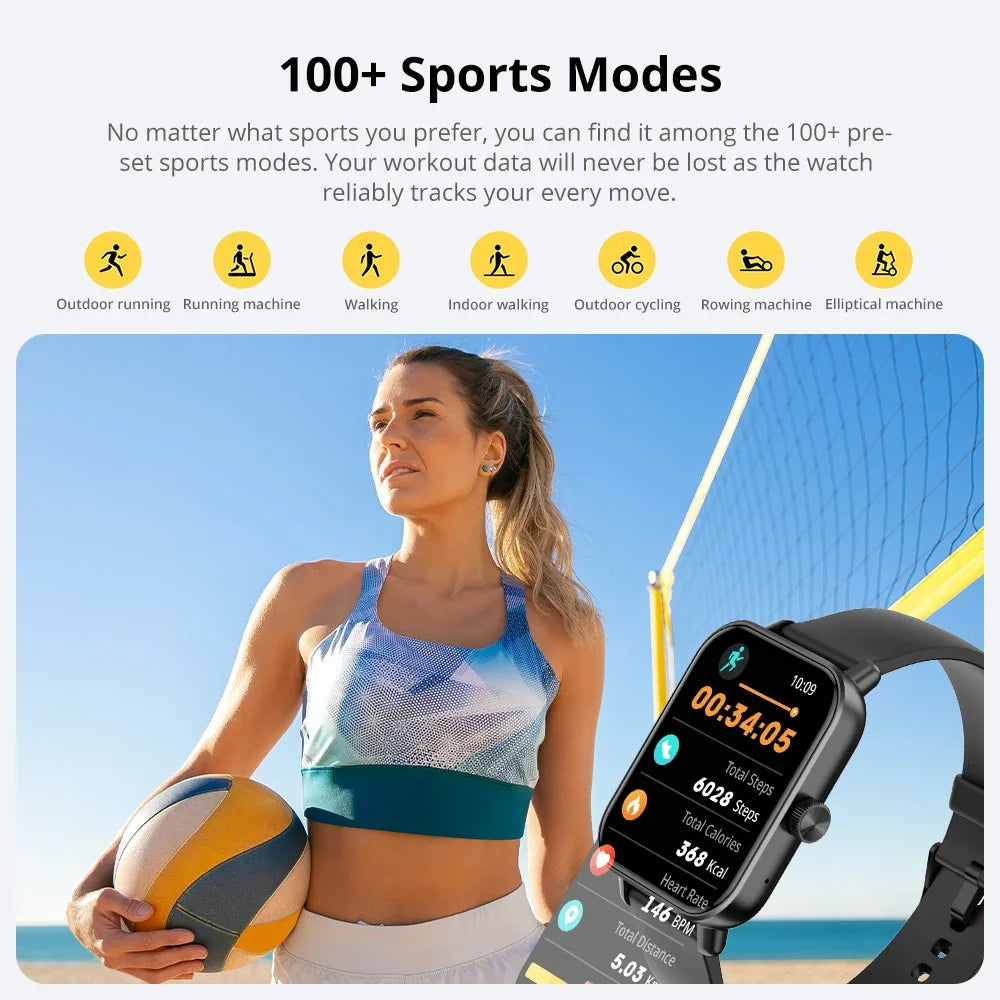 COLMI P81 Smartwatch mit Anruffunktion, Ultra 1,9 Zoll Bildschirm, 24 Std. Gesundheitsüberwachung, über 100 Sportmodi, Bluetooth Smartwatch für Herren und Damen