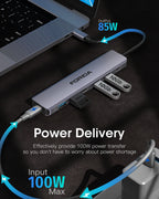 FORIDA USB-Hub Typ C 10 Gbit/s USB-C-Splitter PD 100 W Stromladung USB 3.2 Gen2 Adapter für Laptop MacBook Desktop Tablet