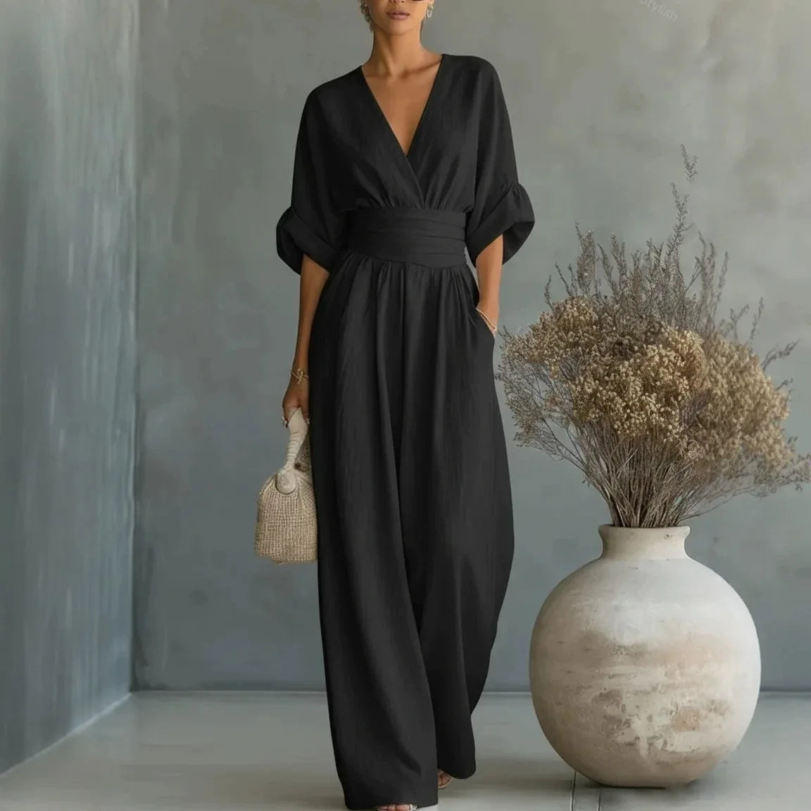 Einfarbige lässige weite Jumpsuits für Damen 2026 Sommer Elegante Overalls Damen Jumpsuits und Rompers Bodysuit Damenbekleidung