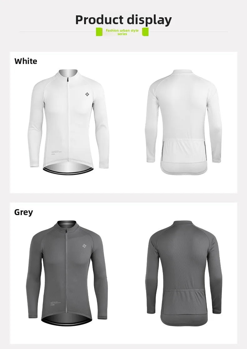 XINTOWN Herren Langarm-Radtrikot, Rennbekleidung für Frühling/Sommer, Export-Fahrradbekleidung, einfarbiges Langarm-Oberteil