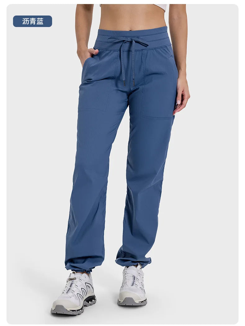 Women Quick Drying Sports Pants Lightweight Breathable Running Fitness High Waisted Loose Wide Leg Casual Yoga Pants 2024 Autumn